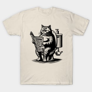 Fat Cat sitting on Toilet T-Shirt